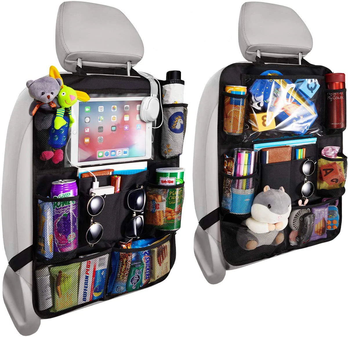 Car Backseat Organizer with 10" Table Holder 9 Storage Pockets