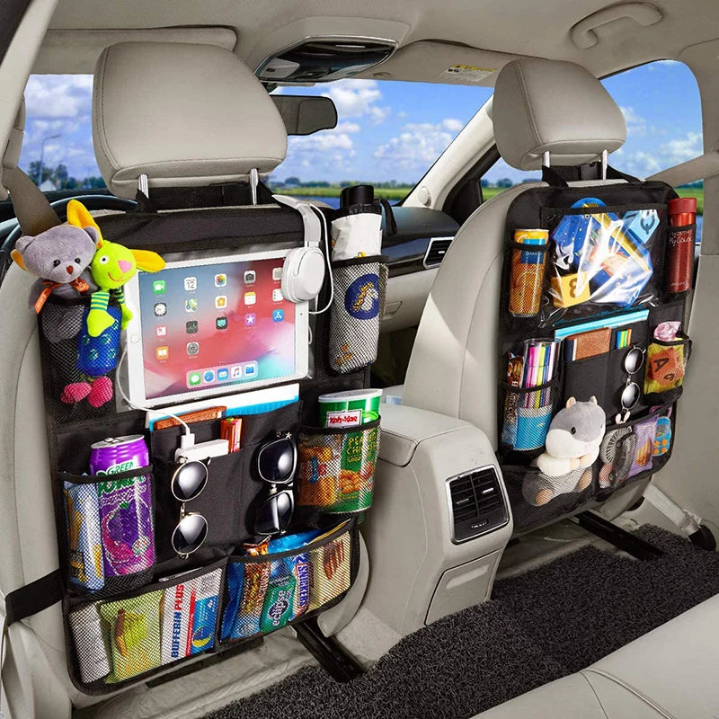 Car Backseat Organizer with 10" Table Holder 9 Storage Pockets