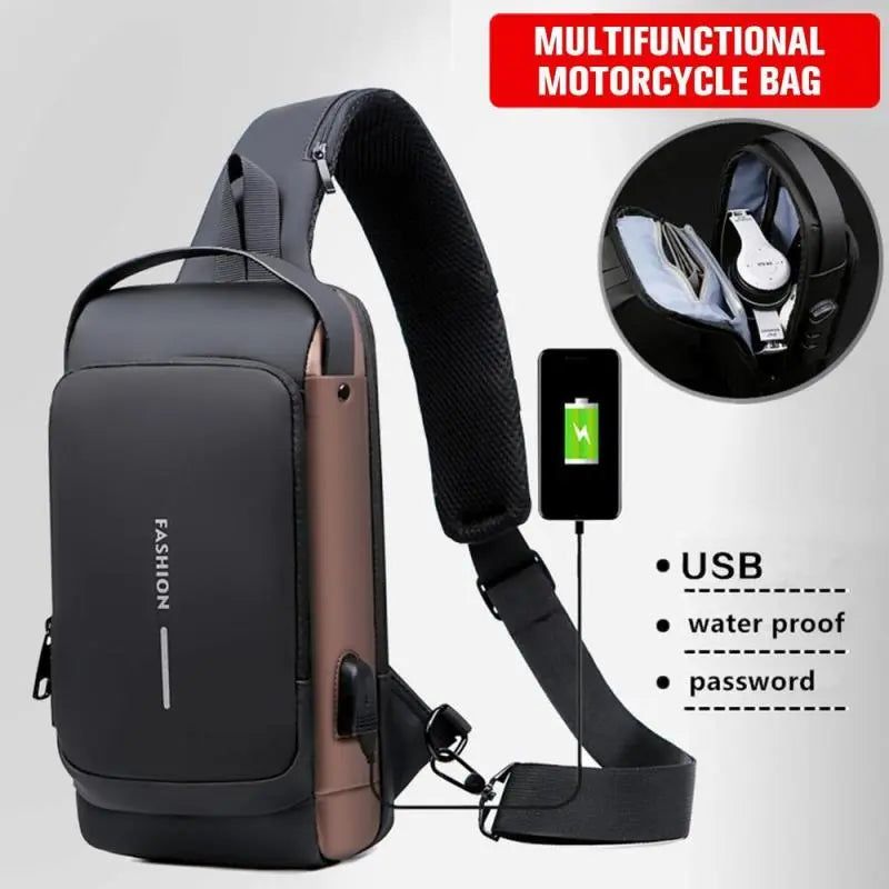 Newest Men Anti Theft Chest Bag Shoulder USB Charging Crossbody Package School Short Trip Messengers Gym Men's Sling Sports Pack