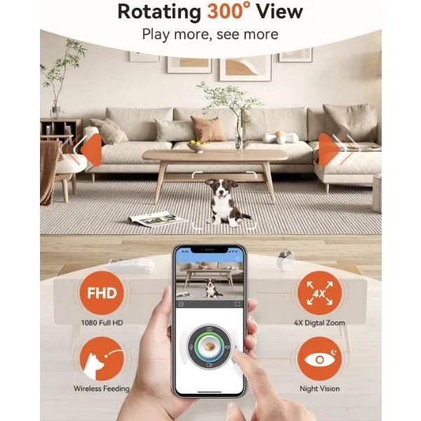 WiFi  300° Pet Camera with Treat Dispense