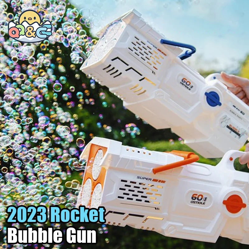 "Bursting with Fun: The Automatic Rocket 60 Holes Bubble Gun - Elevate Your Outdoor Events!"