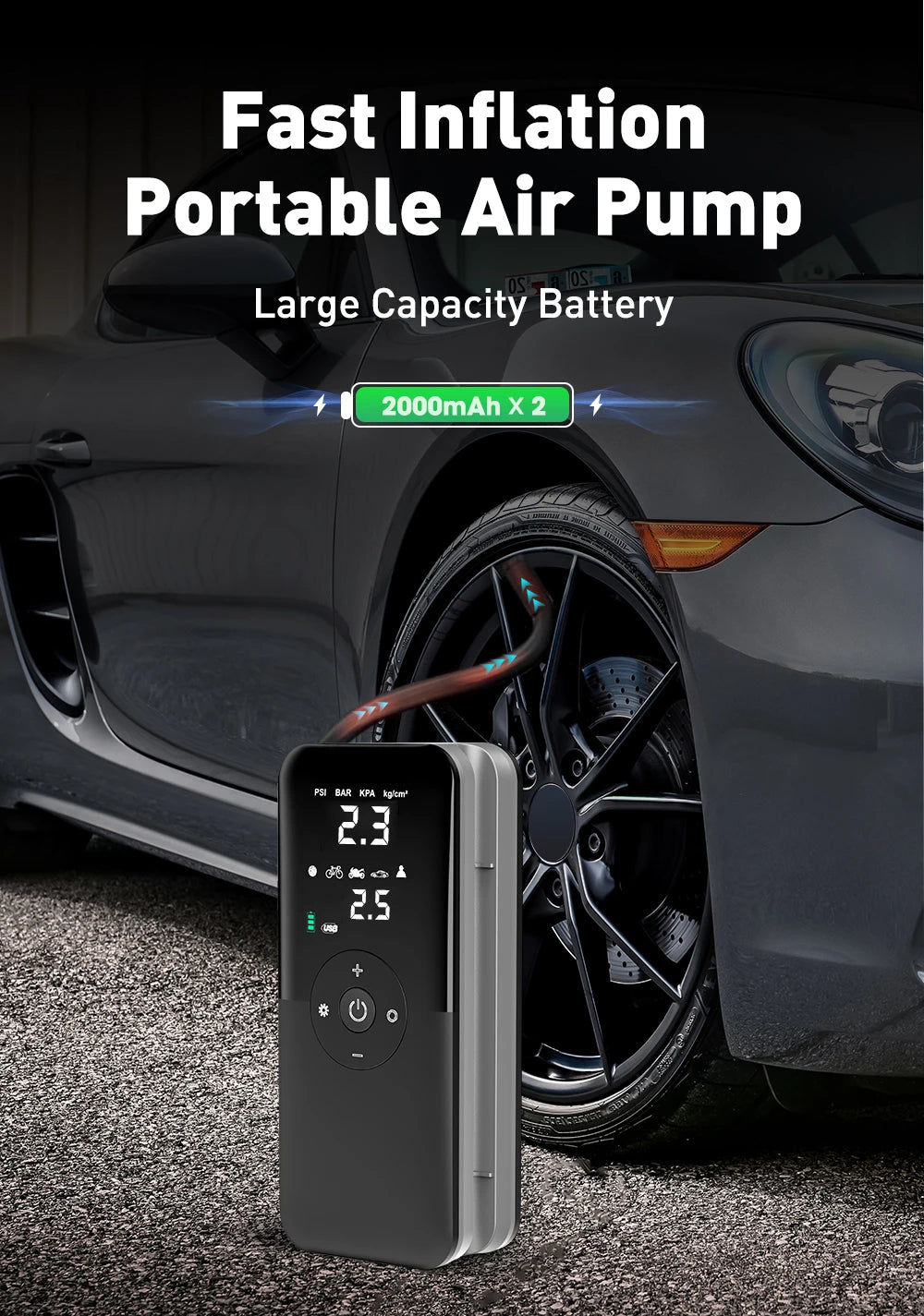 Portable Rechargeable Air Pump Tire Inflator Compressor