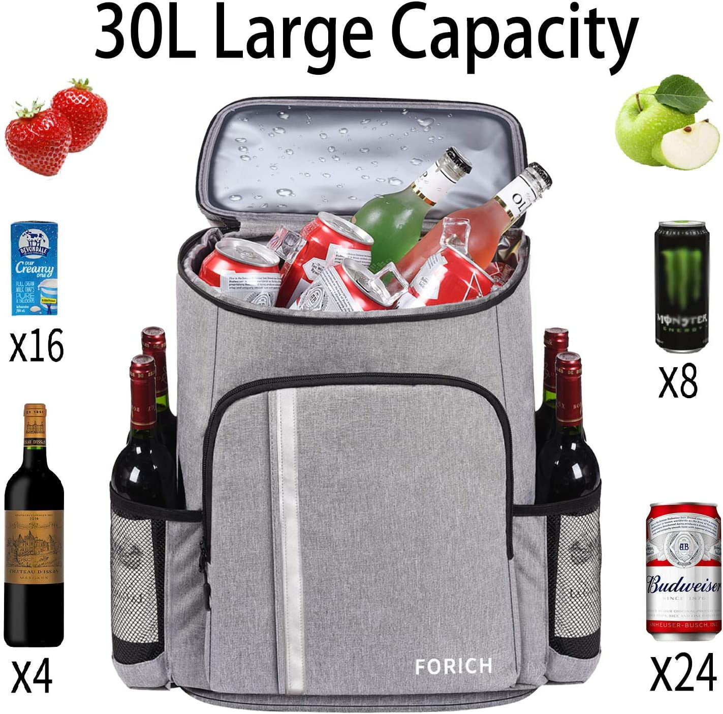 Elegant Insulated Backpack Cooler: Leakproof, Waterproof, and Stylish – Perfect for Outdoor Dining and Adventures, Holds 30 Cans"